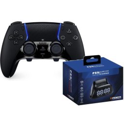Sony DualSense Edge Mando Inalámbrico para PS5 Midnight Black + Indeca Base de Carga con Reloj Despertador RGB