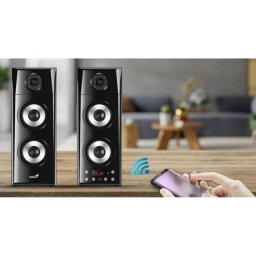 Altavoces Genius Bluetooth 60W con control remoto y diseño madera
