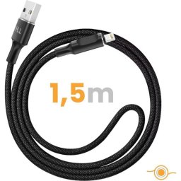 Cable USB Avizar KBL-HL-LED-IP5 Nylon 1,5 m USB-A a Lightning negro