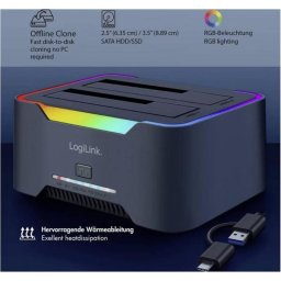 Docking station LogiLink QP0036 Dual Bay USB 3.2 RGB