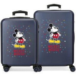 Disney Juego de maletas Mickey letras rígidas con capacidad de 91L. Azul