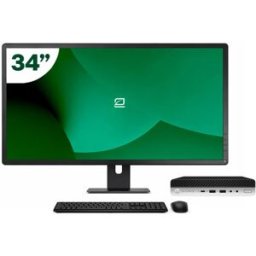 Pack HP 800 G5 Mini i5 9500T 8GB SSD 256GB + LCD 34" + Tecl y Ratón Inalámbrico + WiFi