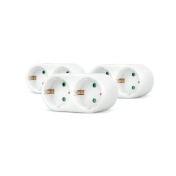 Garza - Adaptador Doble Frontal Con 2 Tomas Schuko Y Protección Infantil En Color Blanco