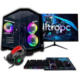 PC Sobremesa Nitropc Pack Avanzado AMD Ryzen 5 3400G 16GB 1TB SSD Radeon RX Vega 11 Windows 11 Monitor 24