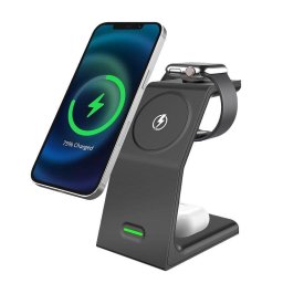 Cargador inalámbrico Dam Electronics J-W23 magnético 3 en 1 Magsafe 15W