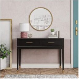 Loft24 Mesa consola con 2 cajones en MDF negro