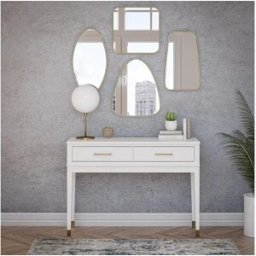 Loft24 Mesa consola con 2 cajones en MDF blanco