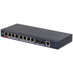 Switch Dahua SG4010P-2F 8xRJ45 Gigabit 2xSFP PoE Gestión L2 Sin Ventilador Negro
