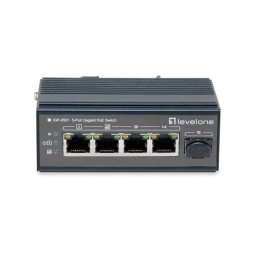 Switch industrial LevelOne IGP-0501 4 Puertos Gigabit PoE+ 1 SFP IP30 Metal DIN