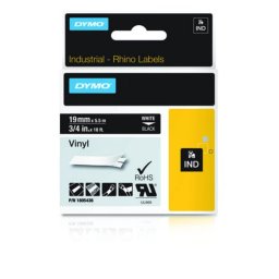 Etiquetas de vinilo blanco sobre negro 19mm x 5.5m, resistentes, multicolor, para DYMO Rhino, UL 969