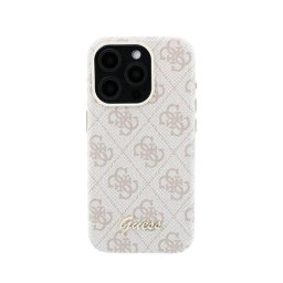 Funda para móvil Guess Logo en Relieve Polipiel Rosa Compatible con iPhone 15 Pro Max