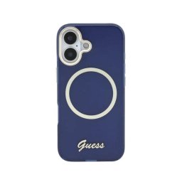 Funda para móvil Guess IML Inscripción Metálica Azul Compatible con iPhone 17