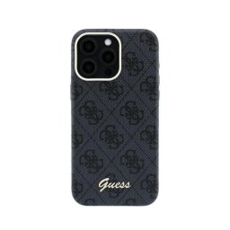 Funda para móvil Guess Logo en Relieve Polipiel Negra para iPhone 15 Pro Max