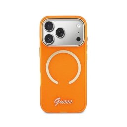 Funda para móvil Guess IML Inscripción metálica Protección Naranja para iPhone 17 Pro Max