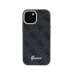 Funda para móvil Guess Logo en Relieve Polipiel Negra Compatible con iPhone 15