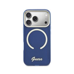 Funda para móvil Guess IML Inscripción Metálica Azul Compatible con iPhone 17 Pro