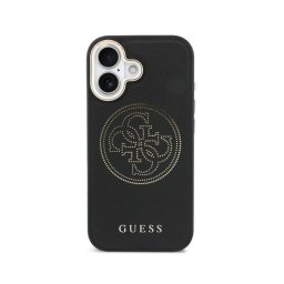 Funda para móvil Guess efecto piel logo perforado negra compatible con iPhone 17