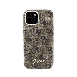 Funda para móvil Guess Logo en Relieve Polipiel Marrón Compatible con iPhone 15