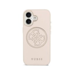 Funda para móvil Guess Logo Perforado Efecto Piel Rosa Compatible con iPhone 17