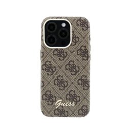 Funda para móvil Guess Logo en Relieve Polipiel Marrón Compatible con iPhone 15 Pro Max