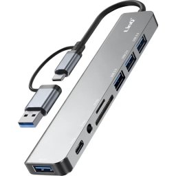 Hub LinQ 8 puertos 5 Gbps modelo IT7811 con lector SD y audio