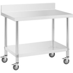Mesa de acero inoxidable con ruedas - PREMIUM - 60 x 100 cm - 155 kg - antisalpique - Royal Catering 10012808