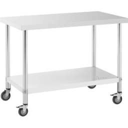 Mesa de acero inoxidable con ruedas - PREMIUM - 60 x 120 cm - 158 kg - Royal Catering 10012804