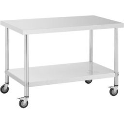 Mesa de acero inoxidable con ruedas - PREMIUM - 70 x 120 cm - 158 kg - Royal Catering 10012805