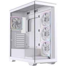 Torre Einarex Prisma S700 RGB White Cristal Templado, Soporte 9 Ventiladores, ATX, Midi Tower