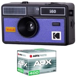 Cámara Analógica Agfaphoto i60 35mm Reutilizable Objetivo 31mm F/10 Flash Azul