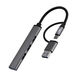 Hub TnB 4 puertos 5 Gbps HUBSLIM4 USB-A y USB-C ultradelgado aluminio