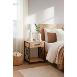 RegalosMiguel Mesita de Noche con cajón Lesly 48 x 40 cm - Negro
