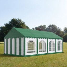 TOOLPORT 4x8 m Carpa para fiestas, PVC 750, con base reforzada, verde oscuro-blanco - (7209)