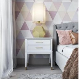 Loft24 Mesa auxiliar con 2 cajones en MDF blanco