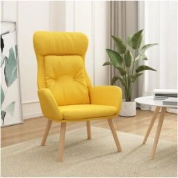 Clicnbuy Sillón de relax de tela amarillo mostaza