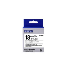 Cinta adhesiva resistente Epson LK-5WBW 18 mm 9 m negro sobre blanco