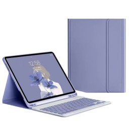 Royal Bailey Psd-x610 Funda Con Bluetooth Teclado Para Samsung Tab S10+ 12.4" X820/tab S9 Fe+ 12.4" X610/tab S9+ 12.4" X810/tab S7+ 12.4" T970/tab S7 Fe 12.4" T730/tab S8+ 12.4" X800 Morado