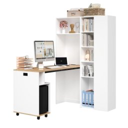 Escritorio Plegable Welltin N880 Blanco 104x160cm con Estantería y USB