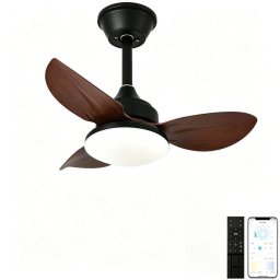 Ventilador de Techo con Luz Autrucker 40W 65 cm 6 Velocidades Motor DC Mando y App Función Invierno