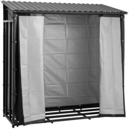 hillvert Estante para leña - con lona y tejado - 800 kg - 89 x 191 x 192.5 cm - negro 10090654