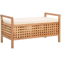 vidaxl Banco de almacenamiento de madera maciza de nogal 93x49x49 cm