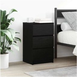 Clicnbuy Mesillas de noche con 3 cajones 2 unidades. Negro 39x35x65 cm