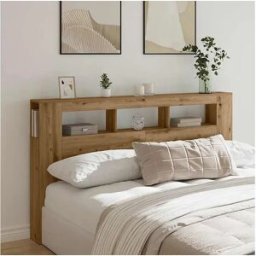 Clicnbuy Cabecero LED madera ingeniería roble artisan 180x18,5x103,5 cm