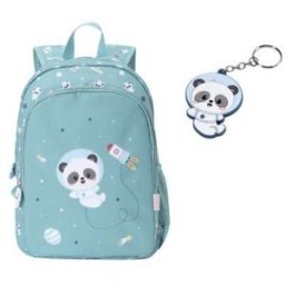 Mochila Mediana Pandas in Space + Llavero Monneka Tutete