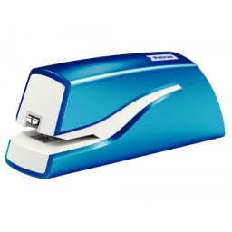 Grapadora petrus electrica e-310 wow azul metalizado capacidad 12 hojas usa grapa nº 10
