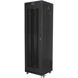 Armario Rack 19" Lanberg FF01-6642-23BL 42U Acero RAL9004 Perforado 1200kg LCD Termostato