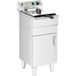 Royal Catering Freidora eléctrica - 16 L - 5.000 W - 400 V - grifo de vaciado - zona fría - con mueble bajo 10012012