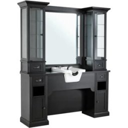 Mirplay Salon Tocador de Barberia Con Lavacabezas William Blanco, Tocadores Barberia / Peluqueria - Con Vitrina
