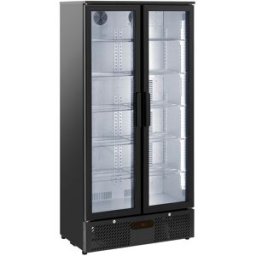 Nevera expositora de bebidas - 458 L - Royal Catering - Acero con revestimiento en polvo negro 10012148