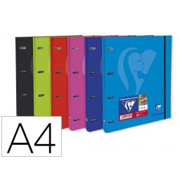 Carpeta clairefontaine mimesys 4 anillas 20 mm carton forrado din a4 con recambio colores surtidos